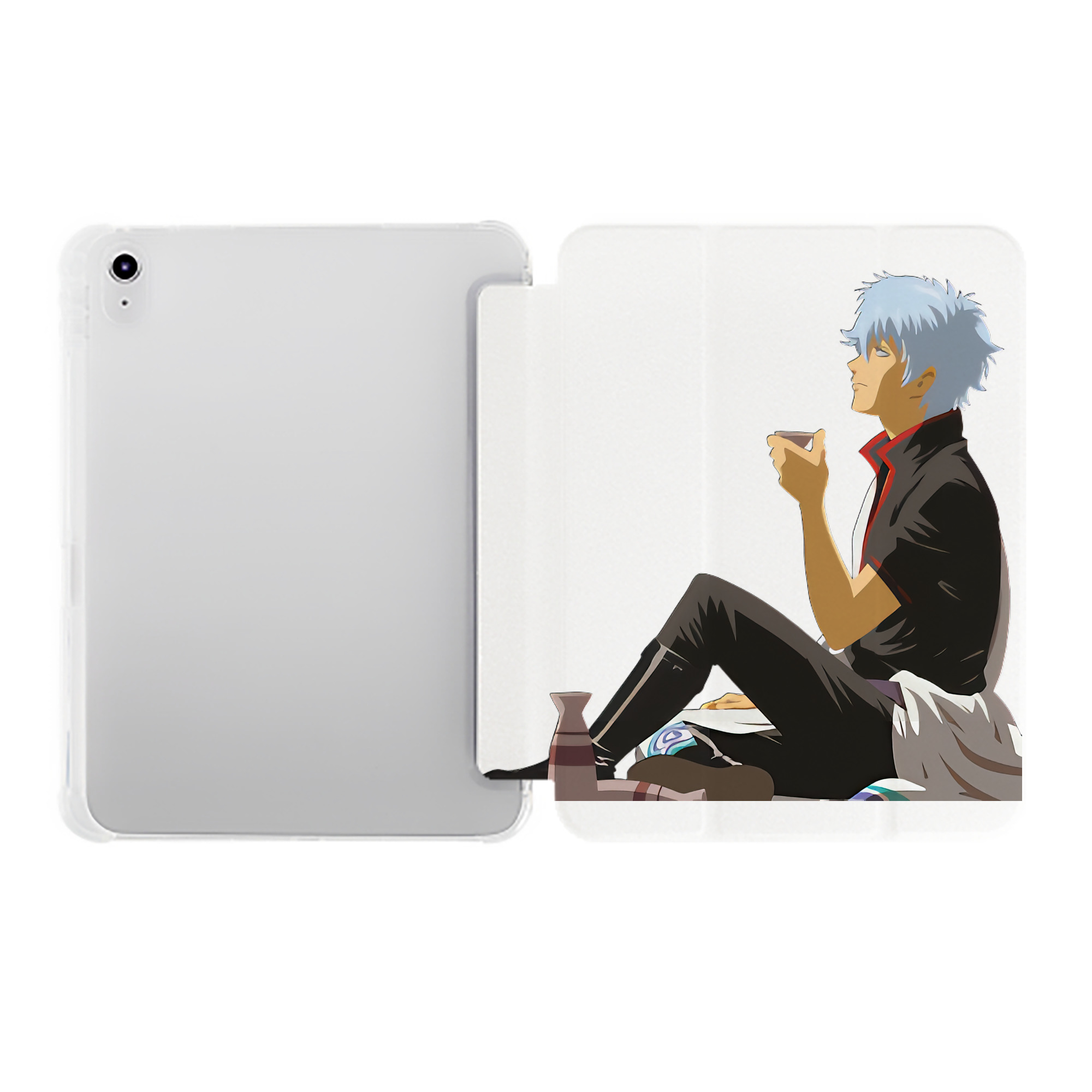 （画像用） ぎんたま 坂田銀時（さかたぎんとき） 神楽 志村新八（しむら しんぱち） GINTAMA Sakata Gintoki Kagura Shimura Shinpachi IPad ケース ペン収納付き 三つ折りスタンド PUレザー×シリコン 対応機種9.5/10.5/10.9インチ